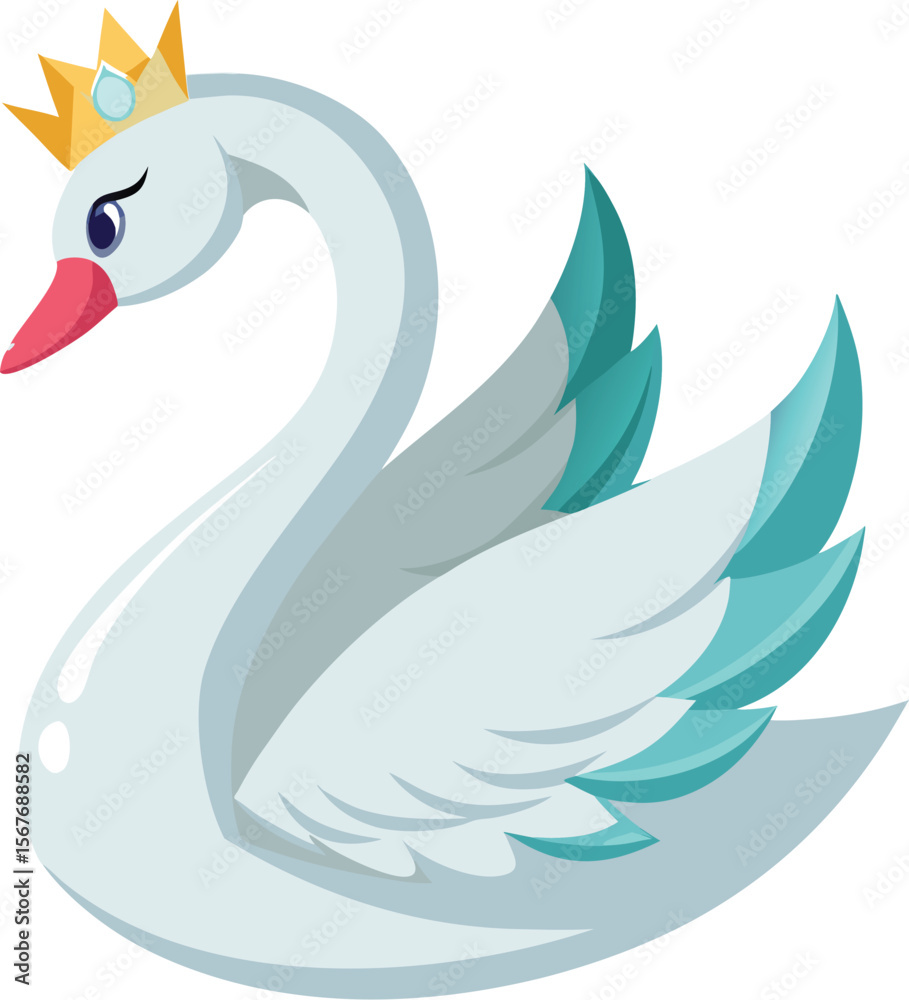 Fototapeta premium Swan Princess Vector with Crown