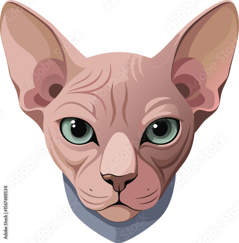 Pink Sphynx Cat Vector Face


