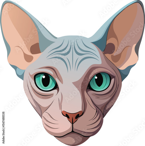 Blue Eyed Sphynx Cat Vector

