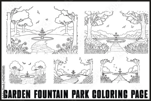 Fountain Garden Park Coloring Pages