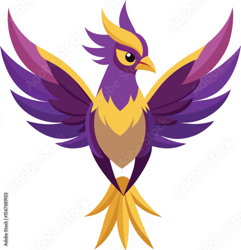 Purple and Gold Phoenix Vector