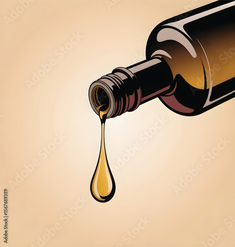 Amber Bottle Dripping Essential Oil Drop