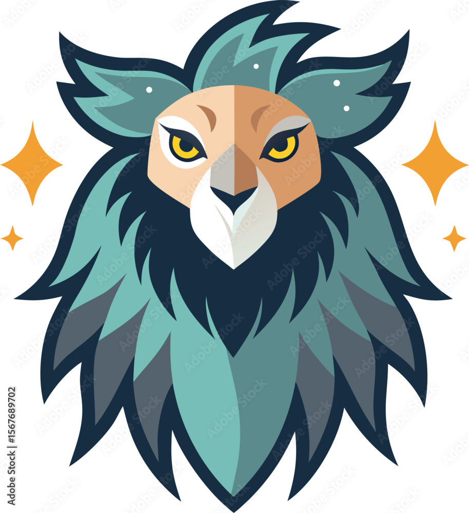 Fototapeta premium Fierce Blue Lion Head Vector