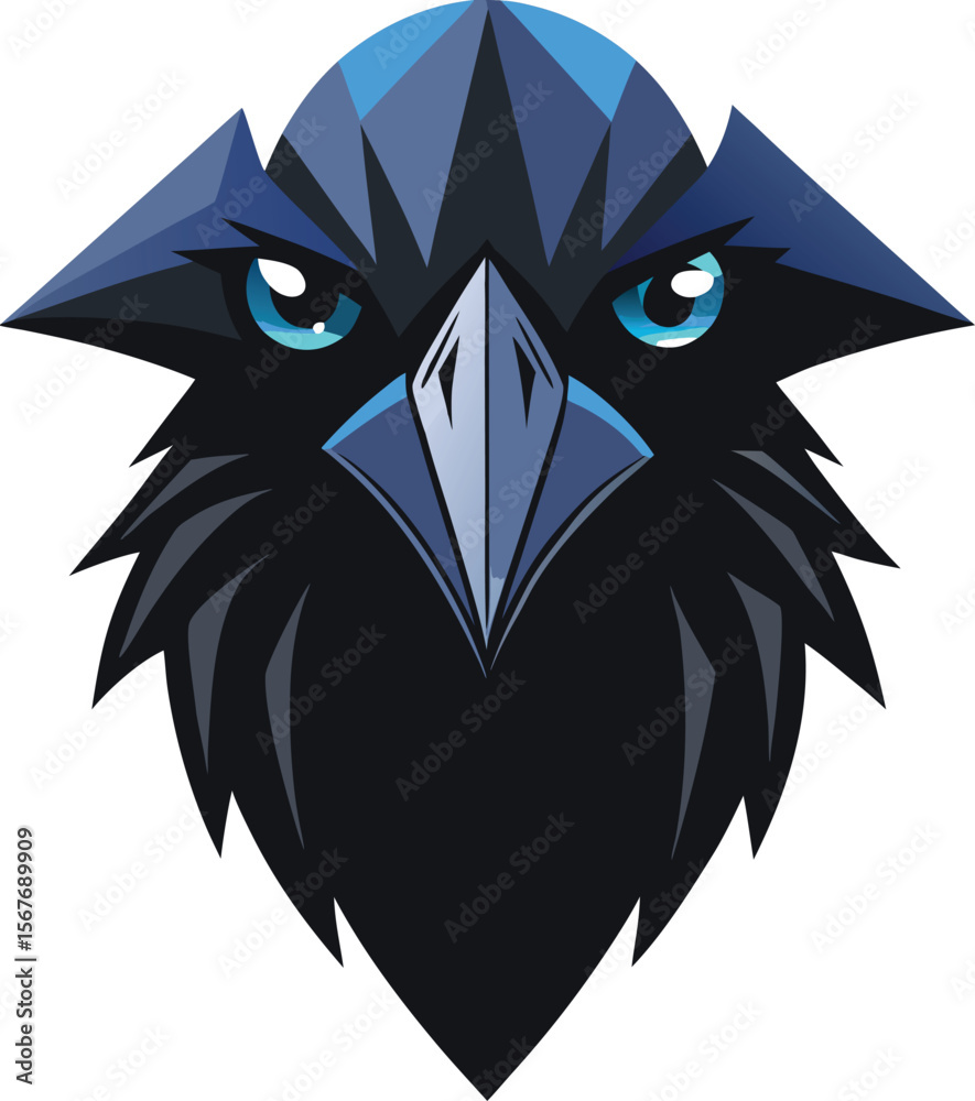 Fototapeta premium Black Raven Head Vector