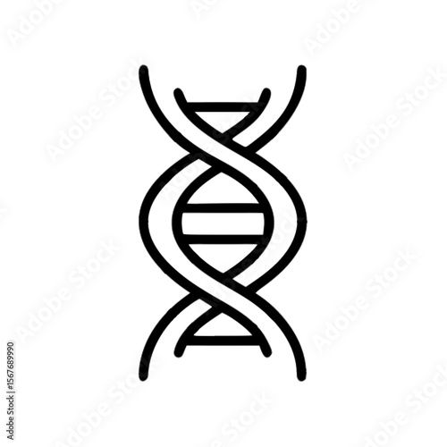 Vector illustration of a dna helix icon with vertical strands, outline style - genetics, science, and biotechnology concept
