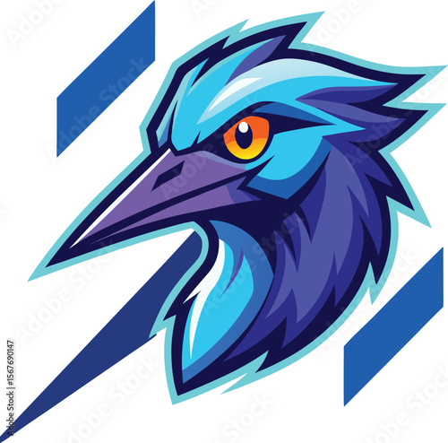 Futuristic Blue Falcon Head