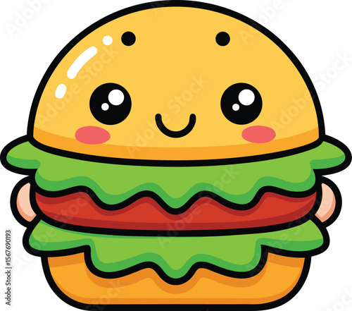 Cheeky Smiling Burger With Lettuce Peeking Out