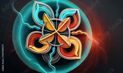 Abstract Floral Design with Vibrant Colors and Elegant Curves