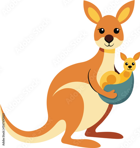 Kangaroo with Baby Vector