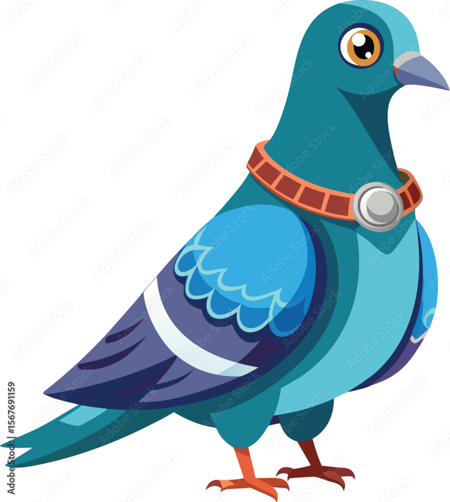 Fototapeta premium Fancy Pigeon with Necklace Vector