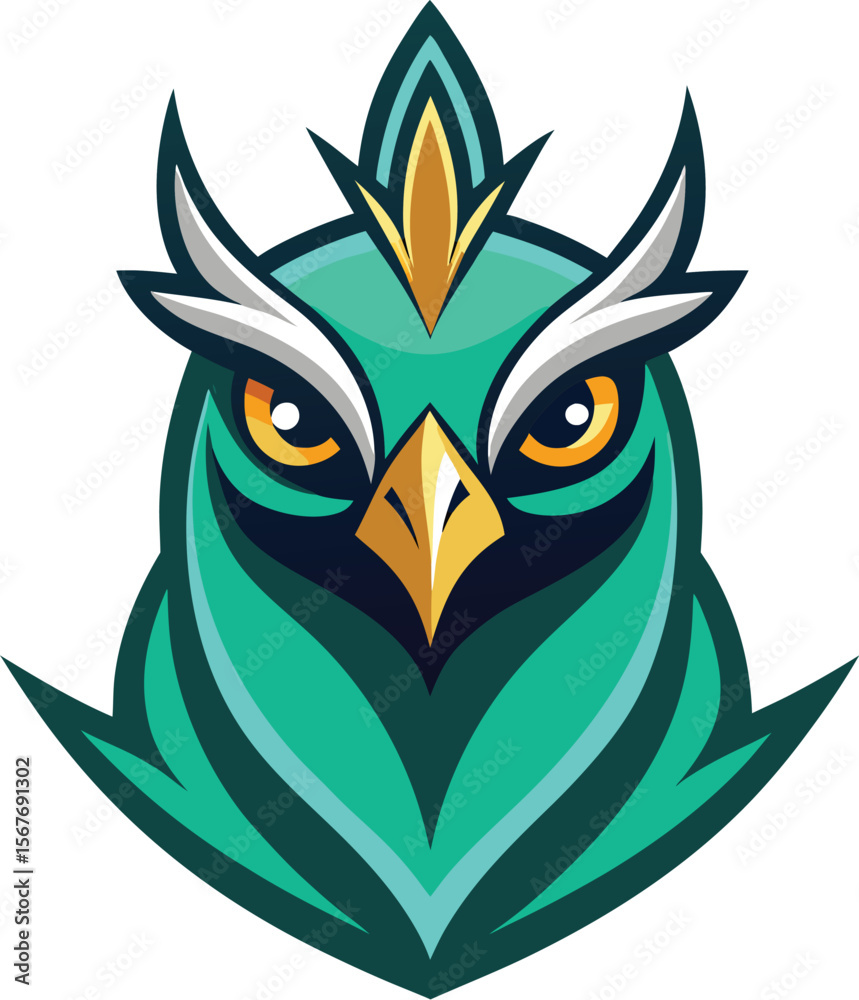 Fototapeta premium Regal Blue Green Falcon Head Vector
