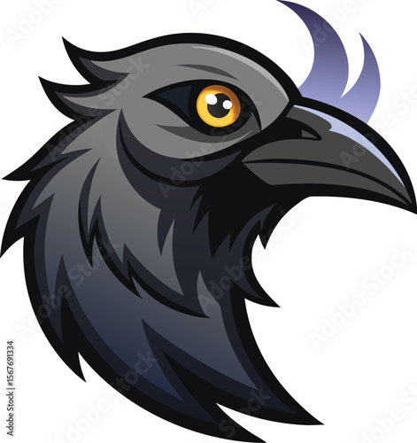  Dark Gray Raven with Moon Accent