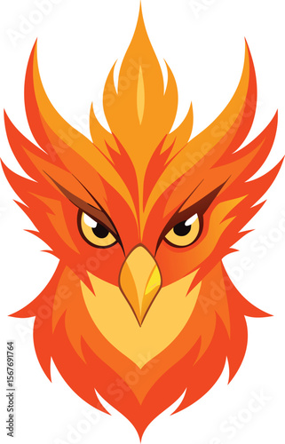 Fiery Red Phoenix Bird Vector