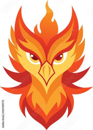 Blazing Fire Phoenix Vector Mascot