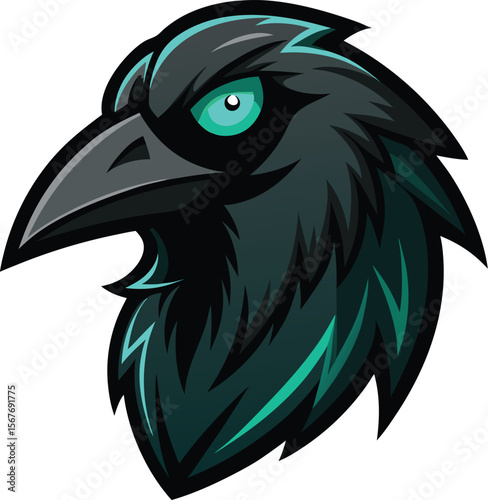 Dark Emerald Raven Vector Logo