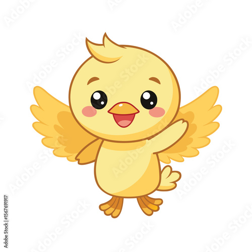 Cute Baby Duckling Waving One Wing Smiling