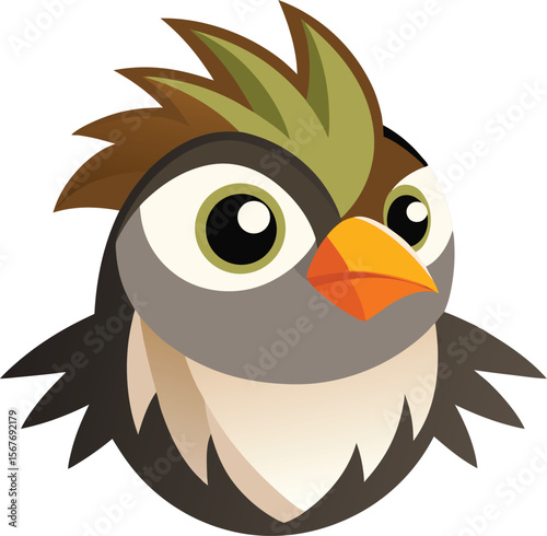 Cartoon Finch Bird Head Vector Logo