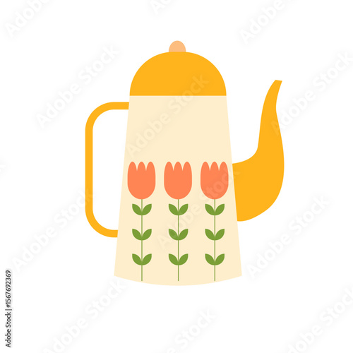 Cute Teapot Elements – Hand-Drawn Flat Design