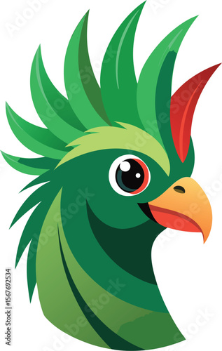 Quetzal Bird Head Mascot in Profile