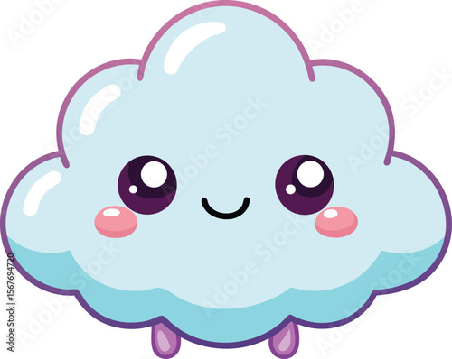 Cute Little Cloud With Tiny Arms And Smiling Face