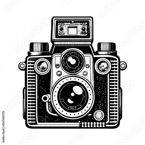 vintage camera isolated on white