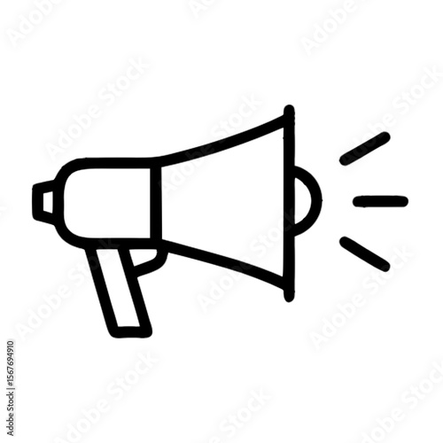 Vector illustration of a megaphone icon with sound lines coming from the tip, outline style - news alert, media outreach, and marketing concept