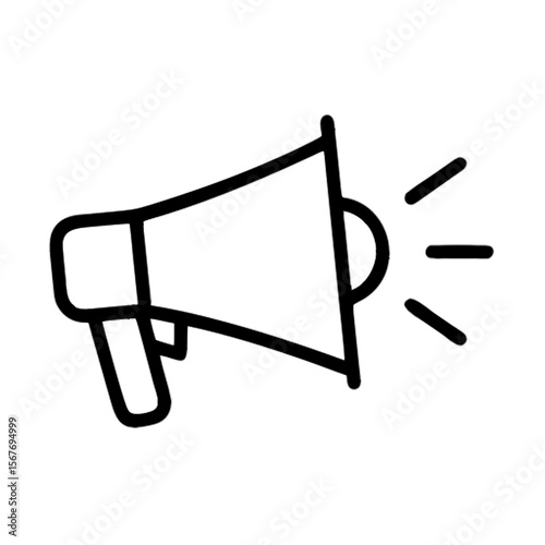Vector illustration of a megaphone icon with sound lines coming from the tip, outline style - news alert, media outreach, and marketing concept
