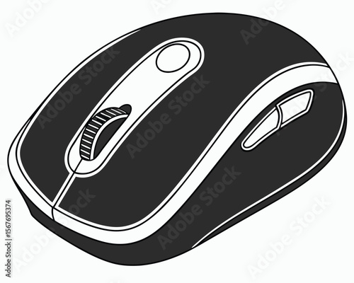 Vector art of a wireless computer mouse isolated on white background