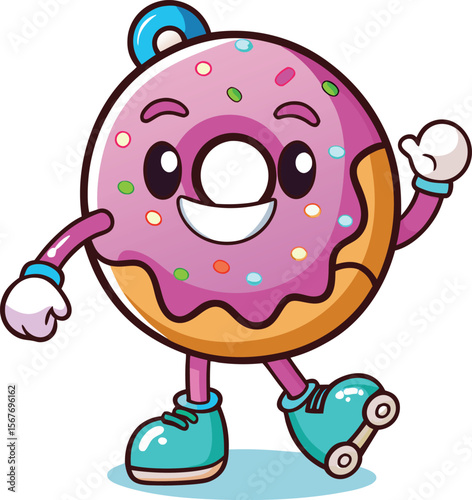 Donut Roller Skating With A Big Grin Fun Kawaii Style