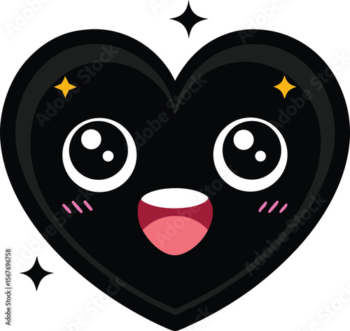 Excited Heart Face With Sparkles In The Eyes Kawaii Style
