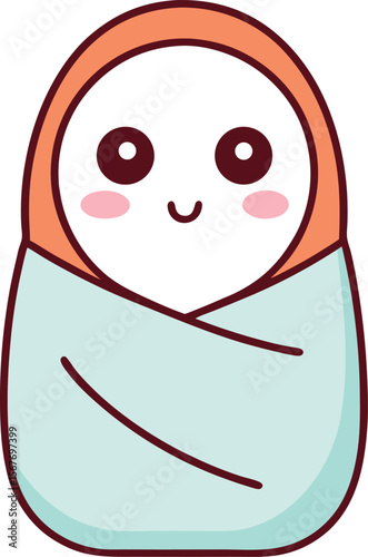 Ghost Wrapped In A Tiny Blanket Like A Burrito Kawaii