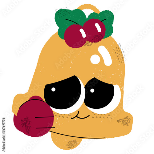 Adorable Christmas Bell Character Illustration