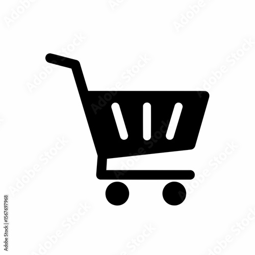 Shopping Cart Icon Simple Black and White Vector Illustration