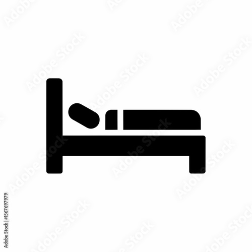 Simple Black Silhouette Icon of a Person Sleeping in Bed
