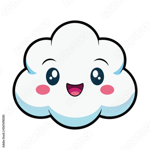 Happy Puffy Cloud Face With Cute Dimples