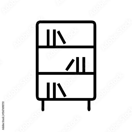 Simple bookshelf icon featuring stacked books in minimal design  