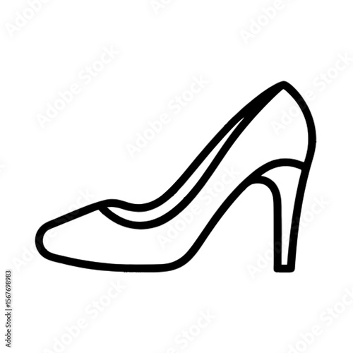 Vector illustration of a high heel shoe icon with pointed toe and slender heel, outline style - fashion, elegance, footwear, and women's shoes concept