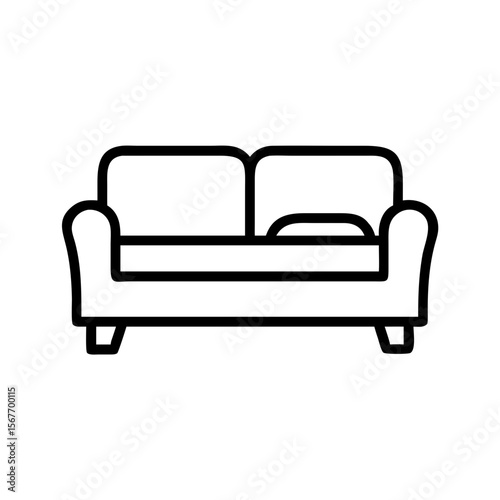 Simple line drawing of a sofa in minimalist style  