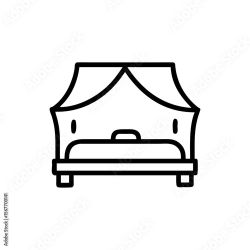 Canopy bed icon in minimalistic style with simple design  