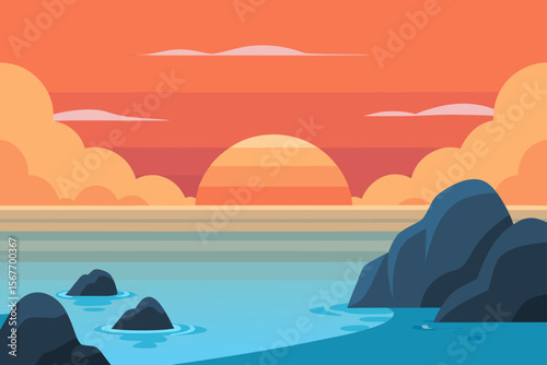 Coastal Rocks And Gentle Waves At Sunrise