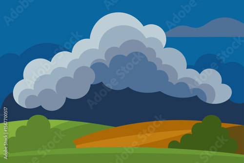 Dramatic Clouds Over Flat Countryside