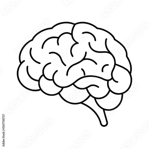 Brain In Continuous One Line Drawing Vector Line Art Style For Mind Thinking And Medical Concept