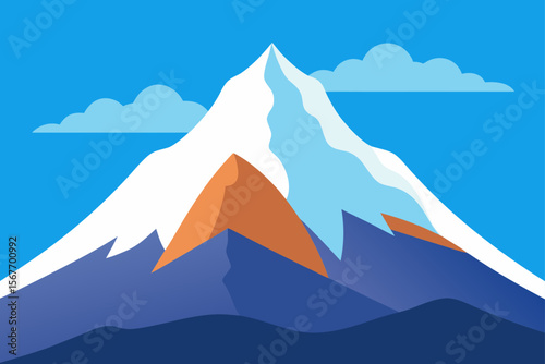 Majestic Mountain Peak With Cloudy Sky