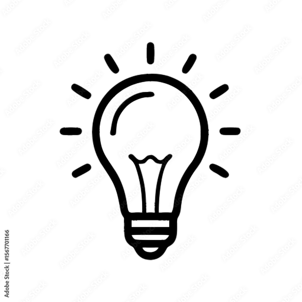 Vector illustration of a classic lightbulb icon with small base, outline style - ideas, brainstorming, innovation, creative thinking, startup concept Vector illustration of a classic lightbulb icon with small base, outline style - ideas, brainstorming, innovation, creative thinking, startup concept