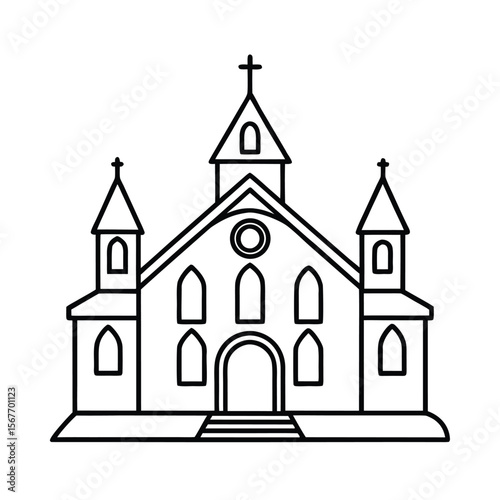 Church In Continuous Line Art Drawing Style For Religion Architecture And Spiritual Concept