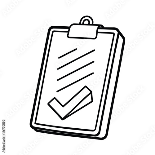 Clipboard With Checkmark In Continuous One Line Drawing Style For Task List Organization And Office