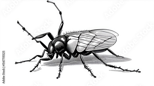 insect drawing, cockroaches close-up on white background