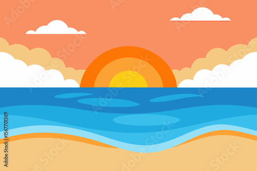Serene Beach Sunrise with Gentle Ocean Waves