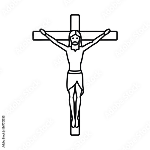 Continuous Line Art Of Jesus Christ In One Line Drawing For Religion Faith And Christianity Concept