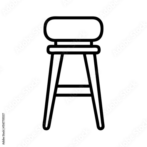 Stool in minimalist design with wooden legs and round seat  